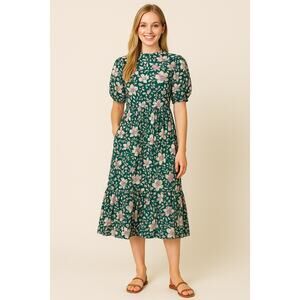 Polago Green and Purple Floral Dress - Size XXXL